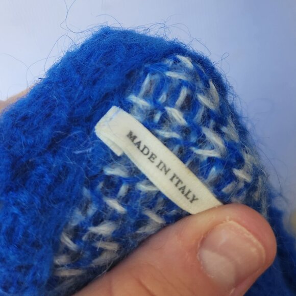 Sandro Plaid Crewneck Sweater Blue White Made in Italy - Picture 11 of 15